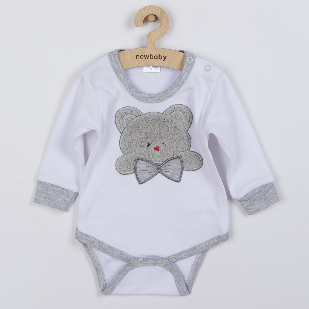 Luxusní kojenecké body s dlouhým rukávem New Baby Honey Bear s 3D aplikací, vel. 68 (4-6m)