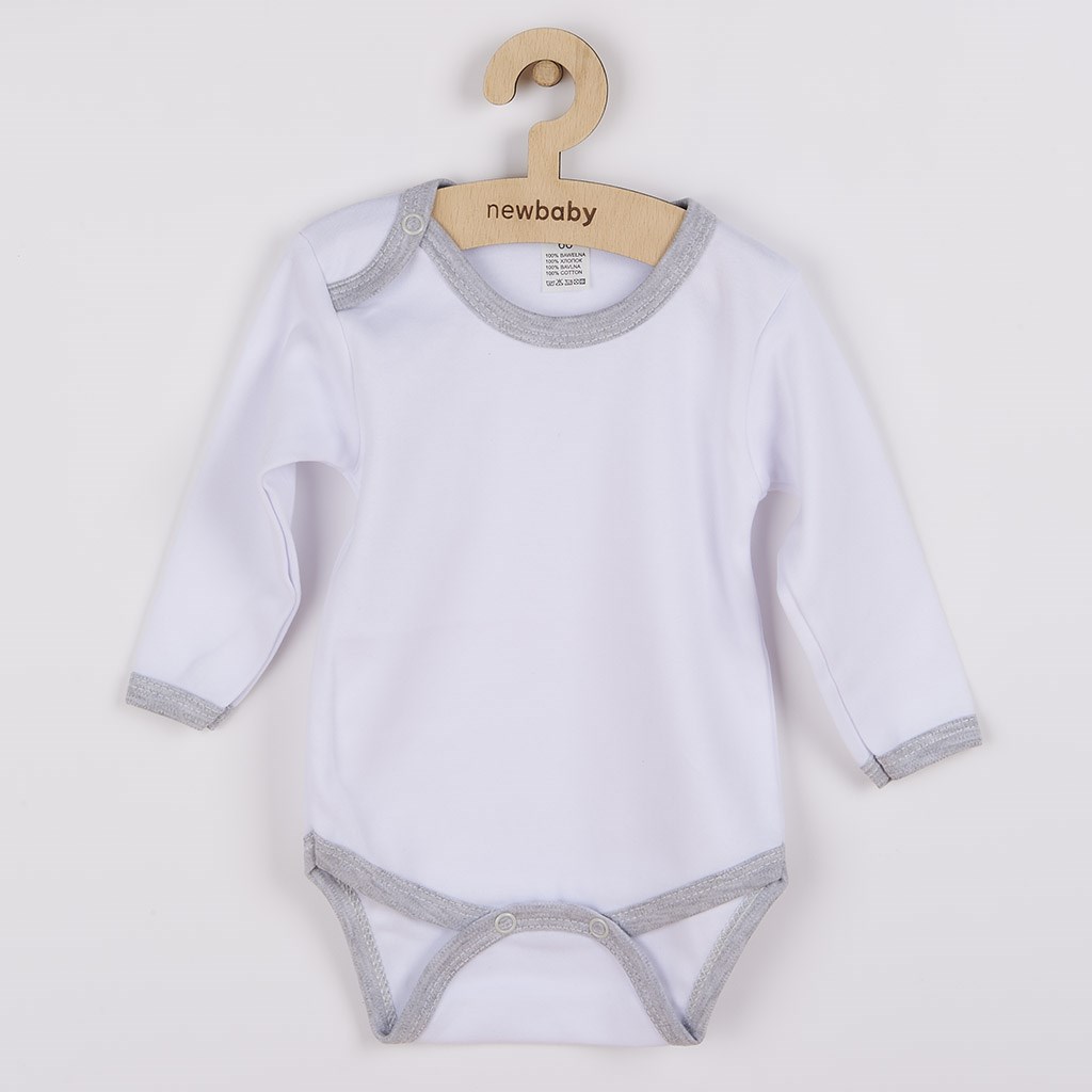 Kojenecké body New Baby s šedým lemem, vel. 74 (6-9m)