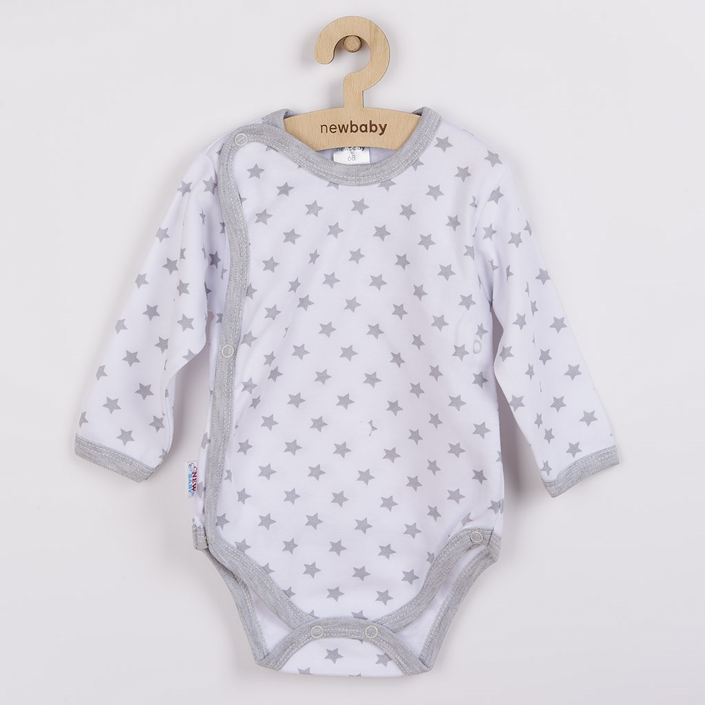 Kojenecké celorozepínací body New Baby Classic II šedé s hvězdičkami, vel. 50