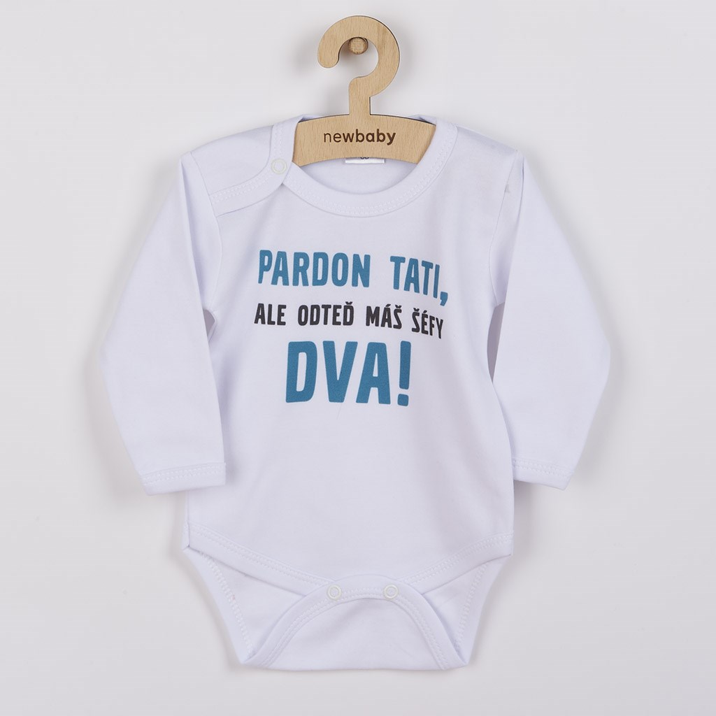 Body s potiskem New Baby Pardon tati, ...máš šéfy dva!, vel. 74 (6-9m)