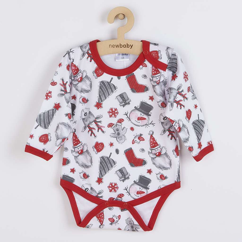 Kojenecké body s dlouhým rukávem New Baby Christmas, vel. 56 (0-3m)