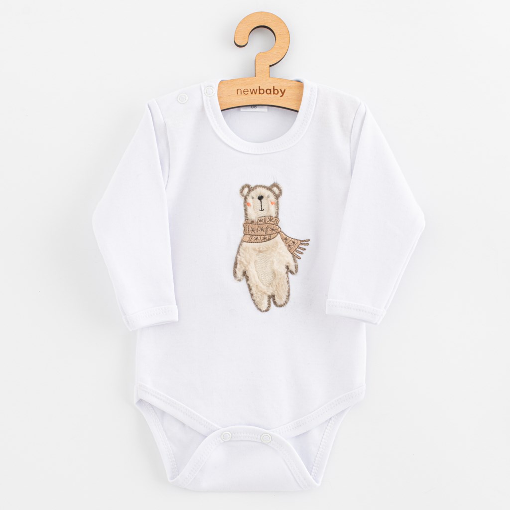 Kojenecké body s dlouhým rukávem New Baby Polar Bear, vel. 56 (0-3m)