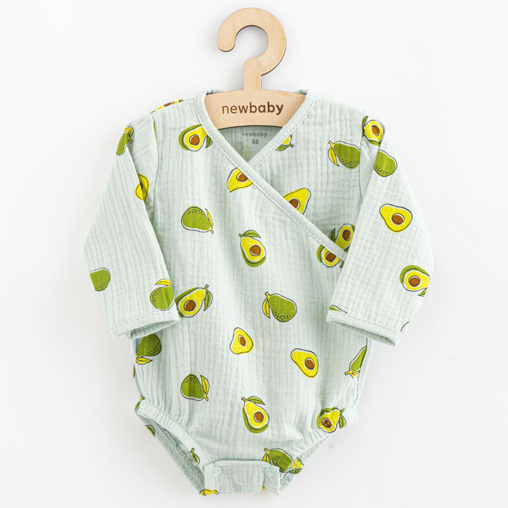 Kojenecké mušelínové body s bočním zavazováním New Baby Avocado, vel. 56 (0-3m)