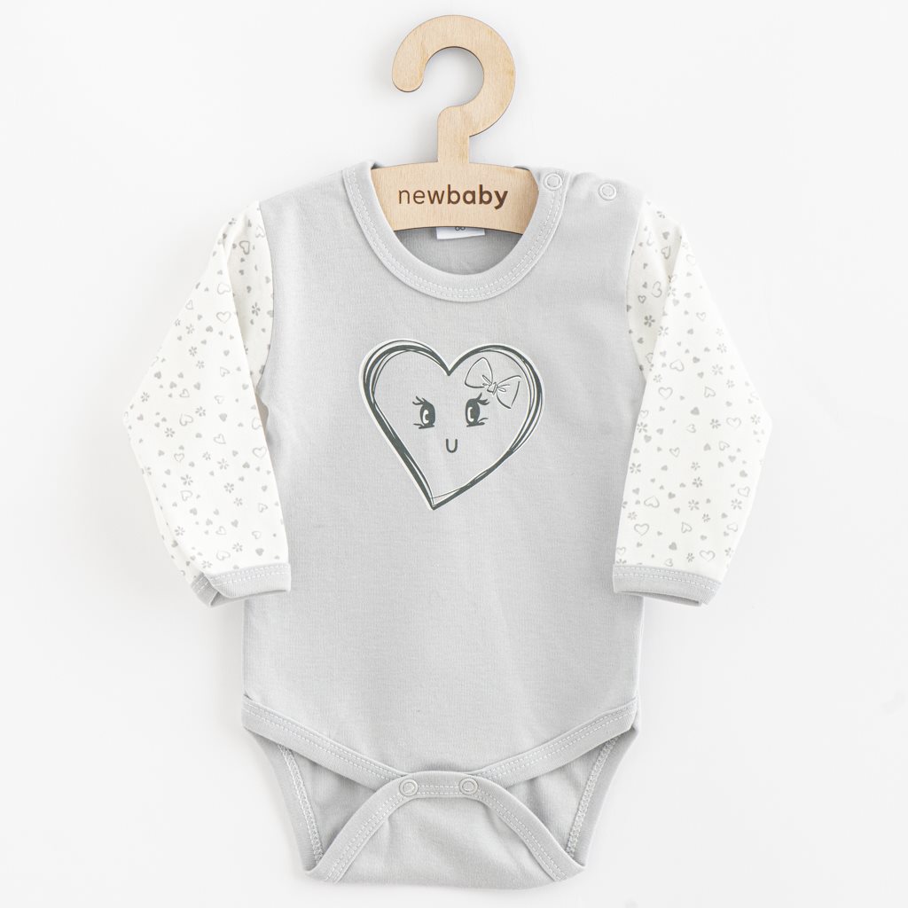 Kojenecké bavlněné body s dlouhým rukávem New Baby Srdíčka, vel. 80 (9-12m)