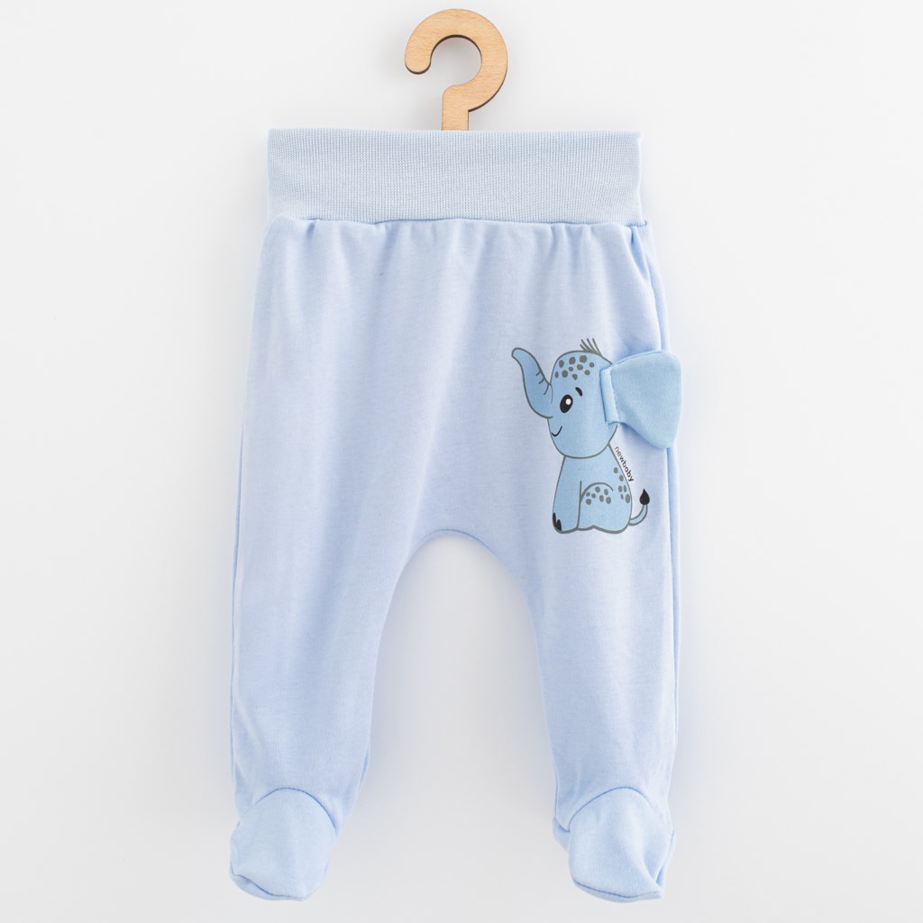 Kojenecké bavlněné polodupačky New Baby Happy Elephant blue, vel. 56 (0-3m)