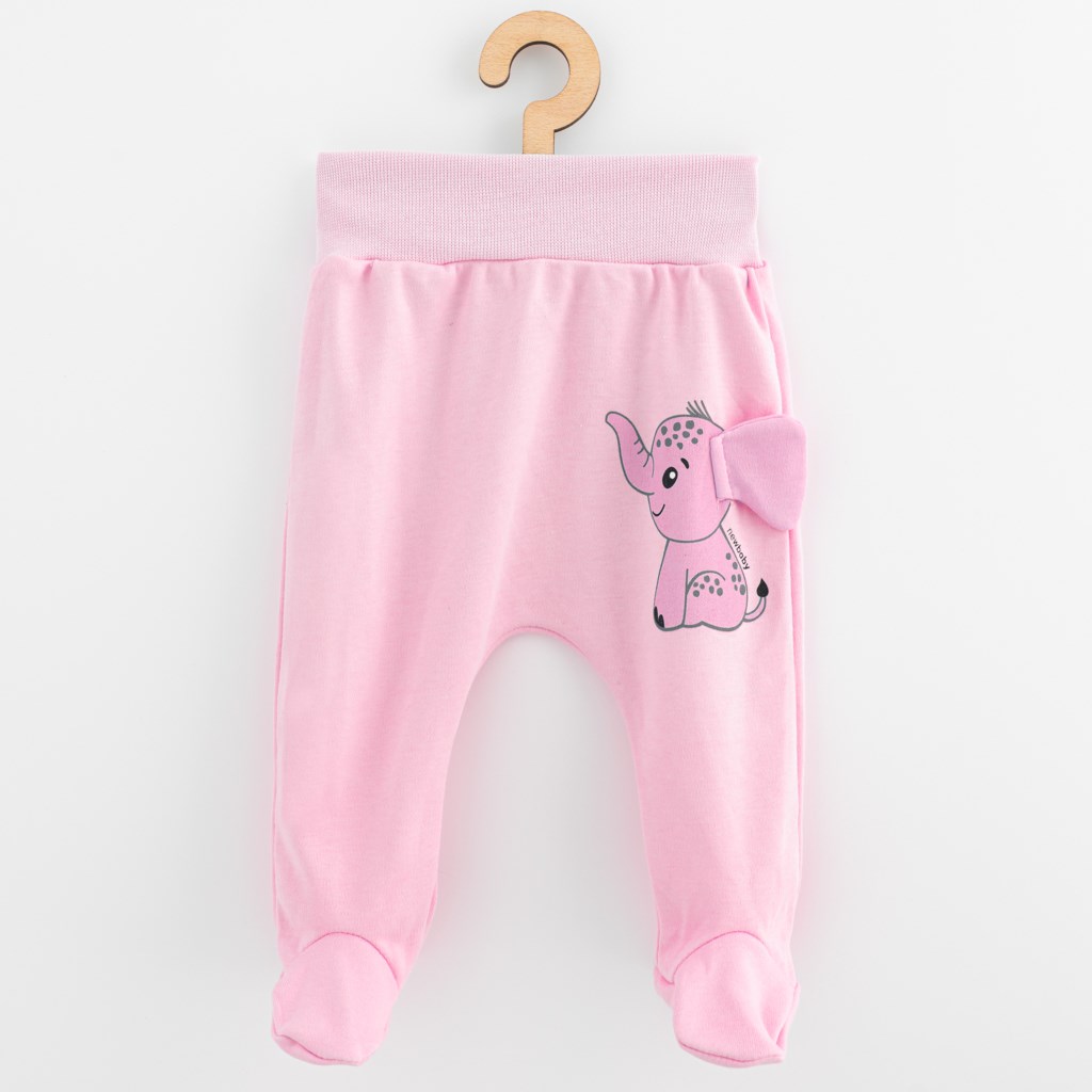 Kojenecké bavlněné polodupačky New Baby Happy Elephant pink, vel. 56 (0-3m)