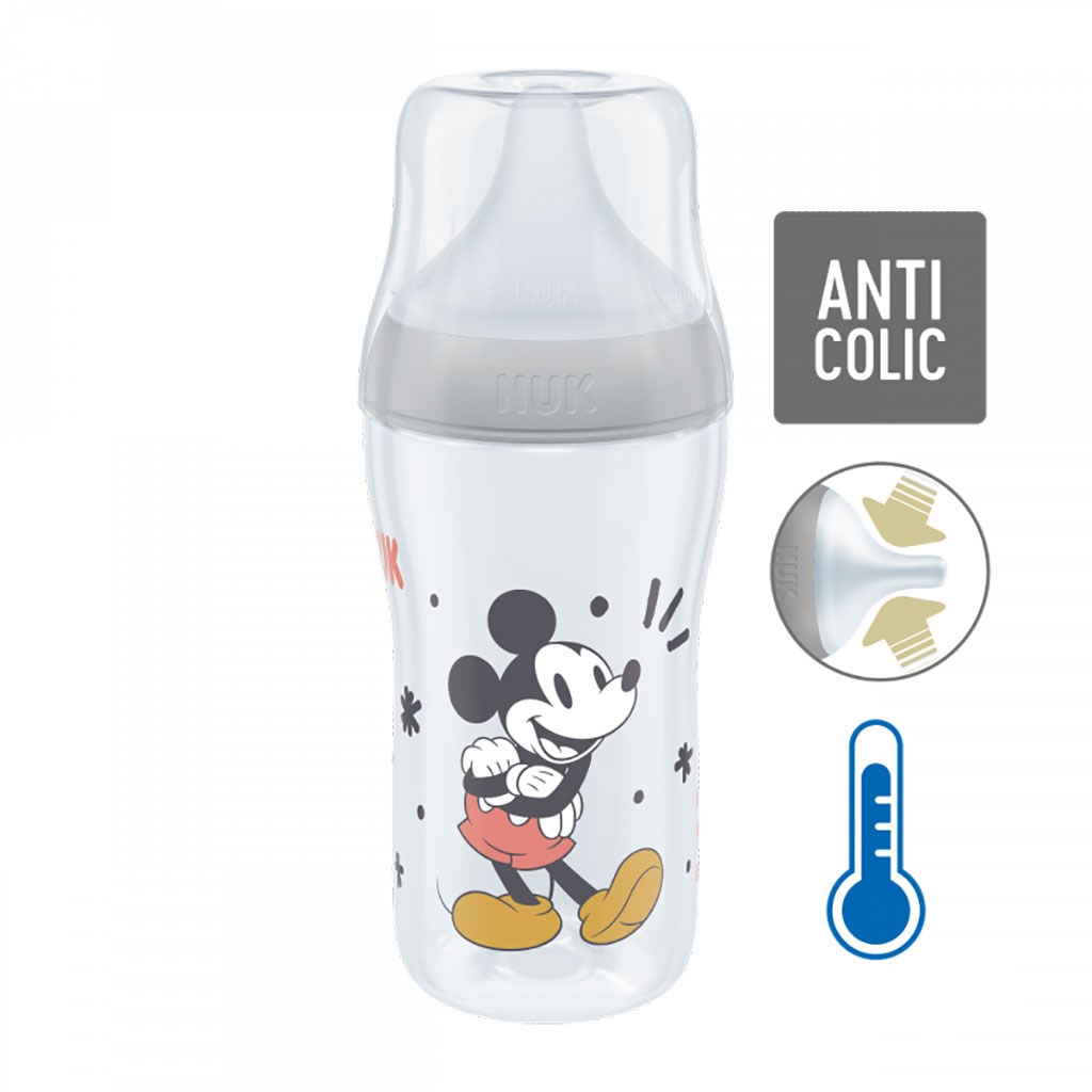 Kojenecká láhev NUK Perfect Match MICKEY Temperature Control 260 ml grey